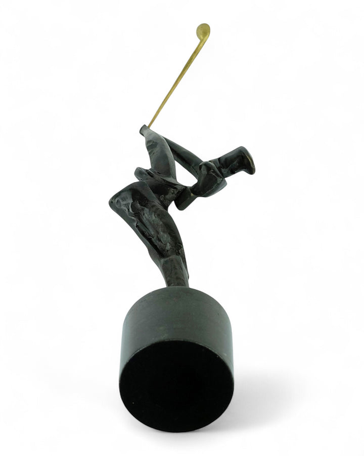 Modern bronze golfer sculpture - full swing
