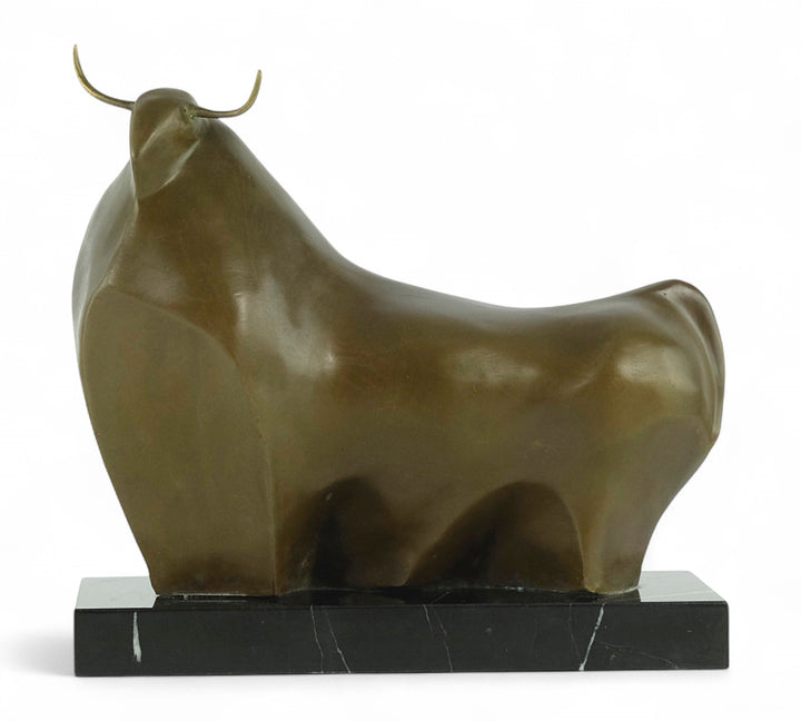 Bronze bull sculpture inspired by Fernando Botero