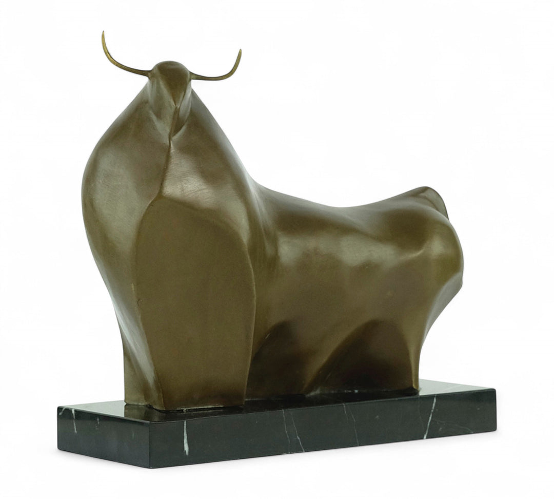 Bronze bull sculpture inspired by Fernando Botero
