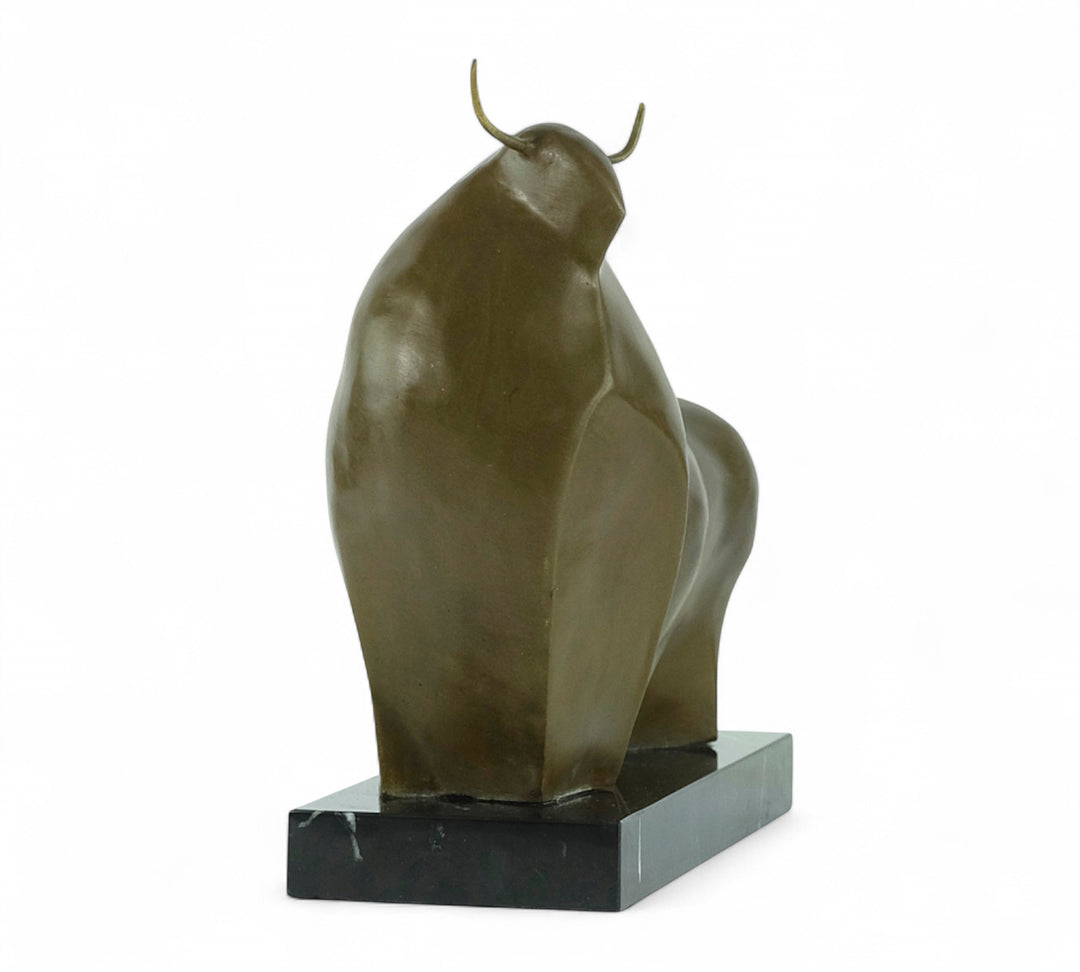 Bronze bull sculpture inspired by Fernando Botero