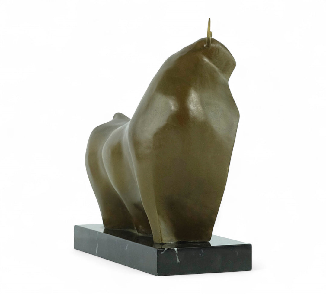 Bronze bull sculpture inspired by Fernando Botero