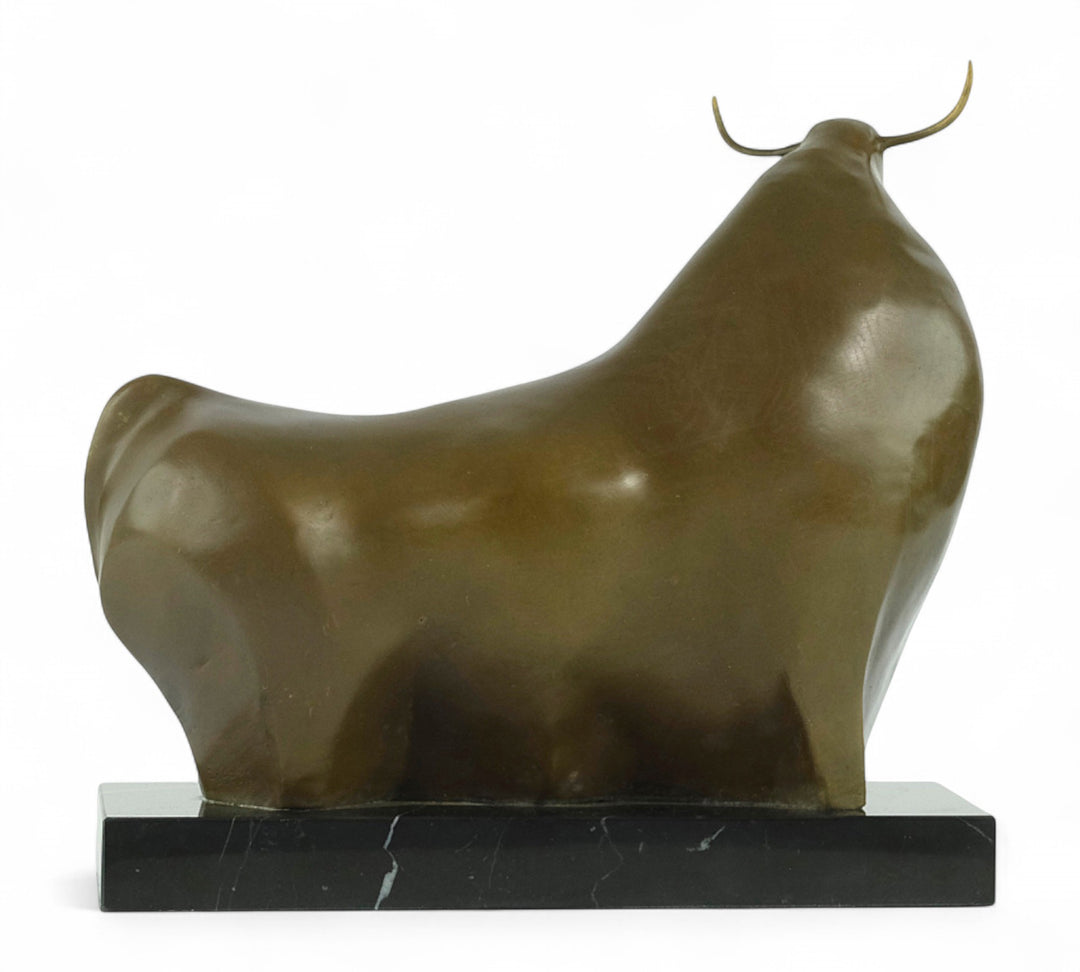 Bronze bull sculpture inspired by Fernando Botero