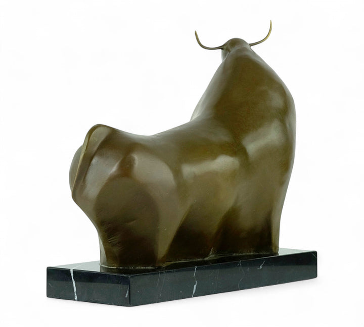 Bronze bull sculpture inspired by Fernando Botero