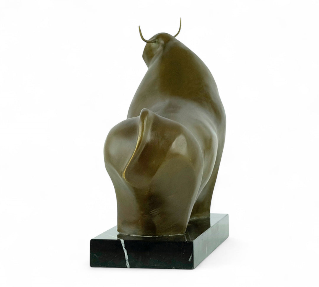 Bronze bull sculpture inspired by Fernando Botero