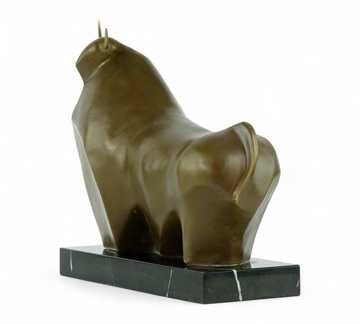 Bronze bull sculpture inspired by Fernando Botero