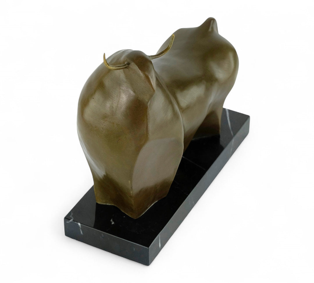 Bronze bull sculpture inspired by Fernando Botero