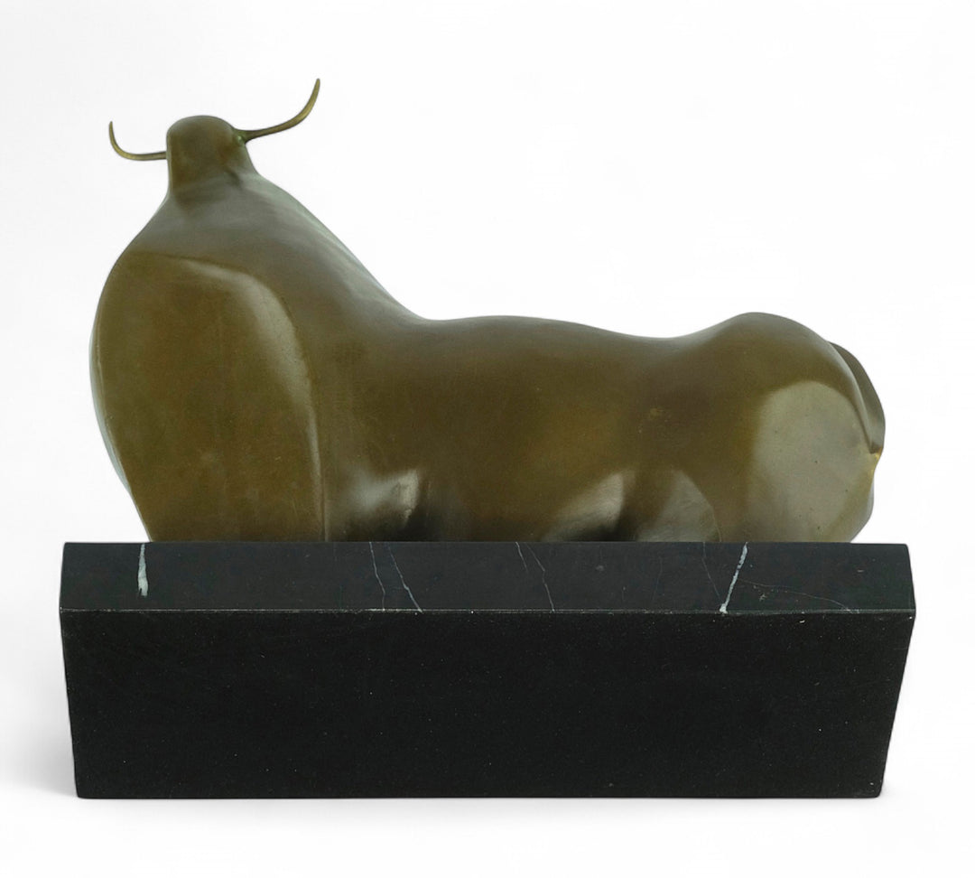 Bronze bull sculpture inspired by Fernando Botero