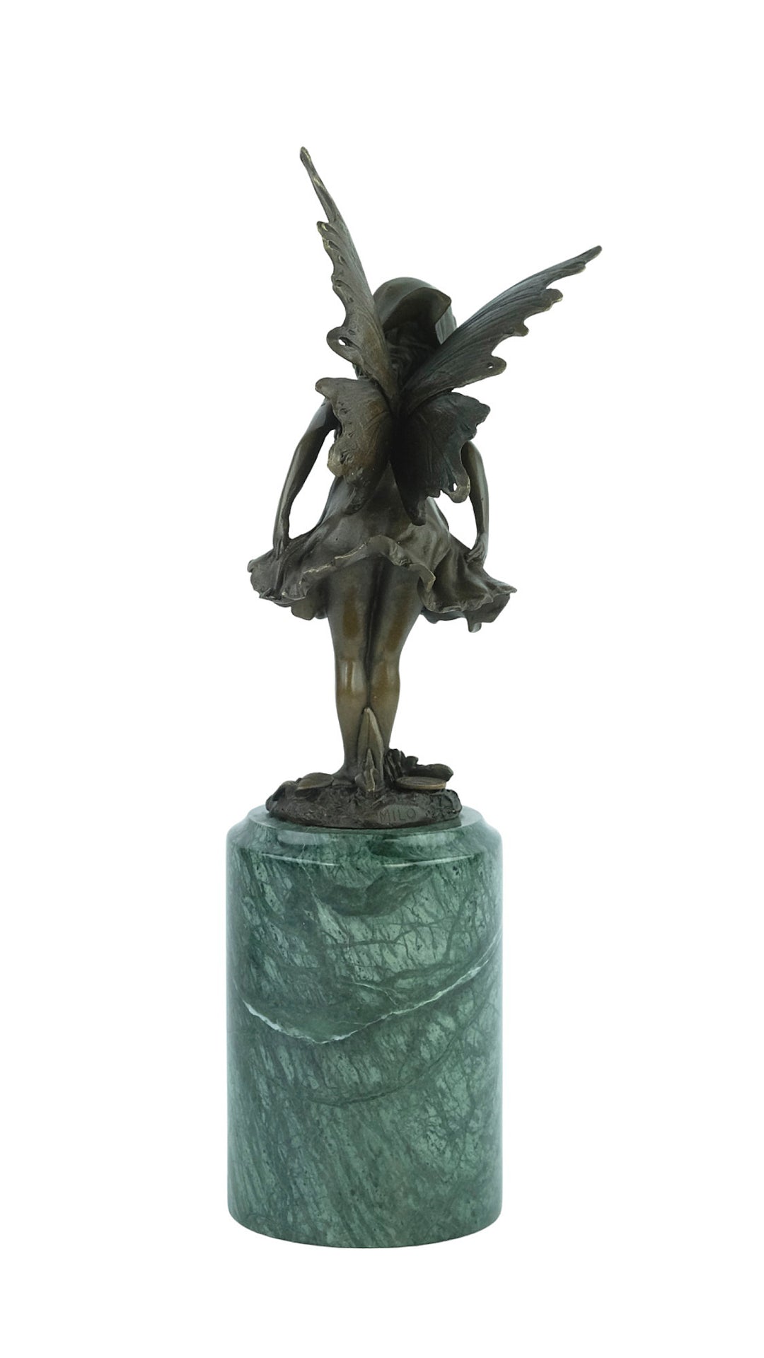 Bronze sculpture of a little winged fairy standing