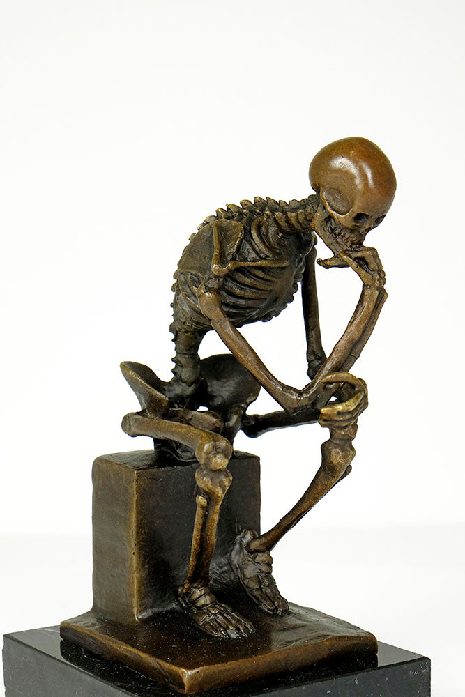 Bronze sculpture of a skeleton thinker (medium)