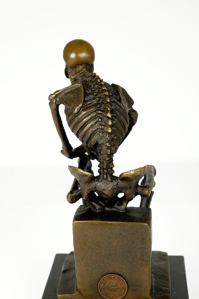 Bronze sculpture of a skeleton thinker (medium)