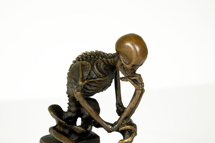 Bronze sculpture of a skeleton thinker (medium)