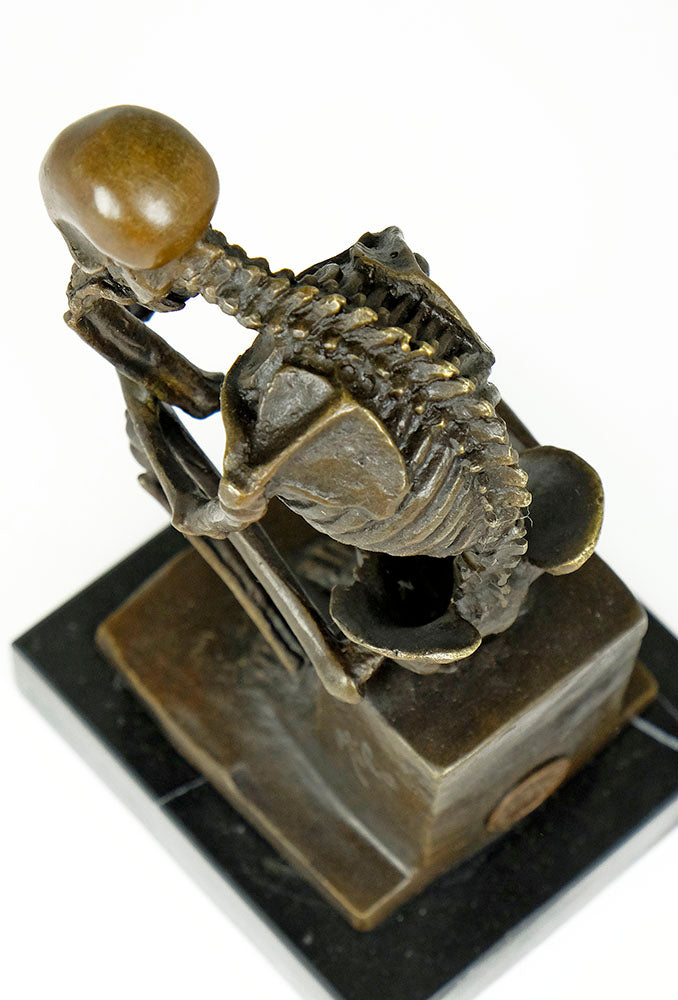 Bronze sculpture of a skeleton thinker (medium)