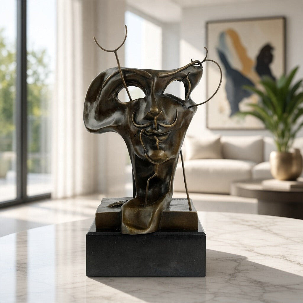 Escultura de bronce de Autorretrato blando inspirado en Salvador Dalí 