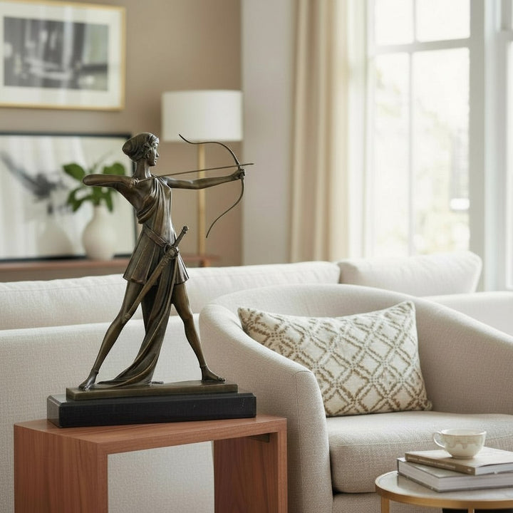 Bronze Diana the Huntress sculpture after Ferdinand Preiss