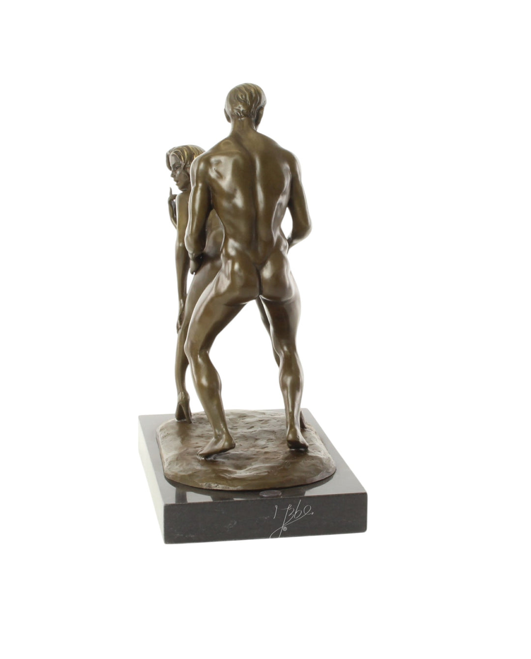 Bronze sculpture of a couple making love from behind