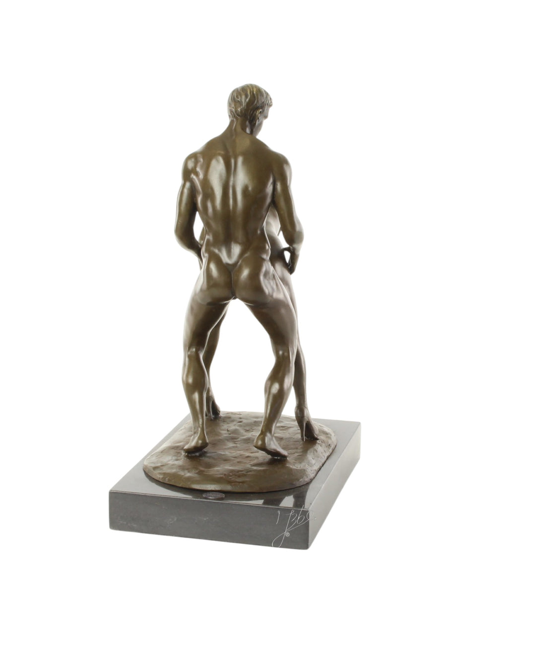 Bronze sculpture of a couple making love from behind
