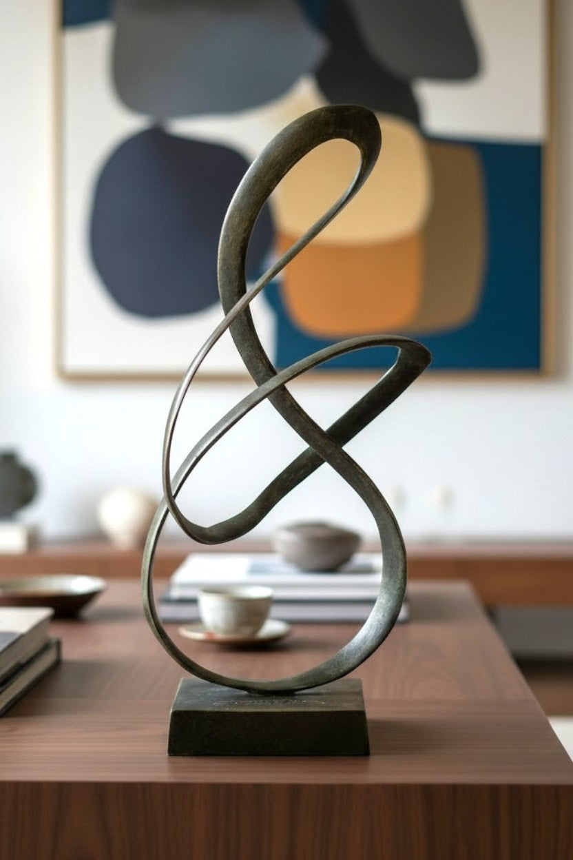 Sculpture abstraite en bronze représentant l'éternité