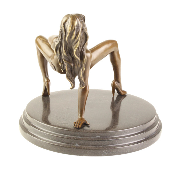 Bronze sculpture of a female nude pleasuring herself