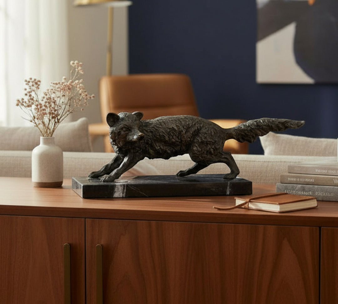 Bronze sculpture of a wiley fox