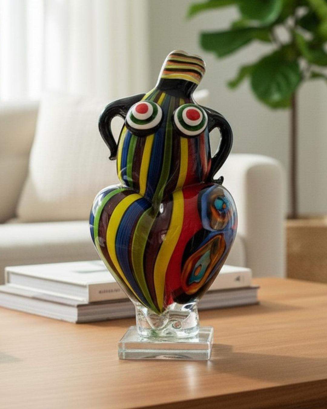 Glazen beeld in Murano stijl van een vrouw met ronde vormen