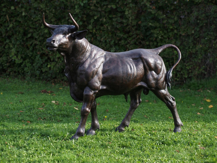 Lifesize bronze sculpture of a standing bull