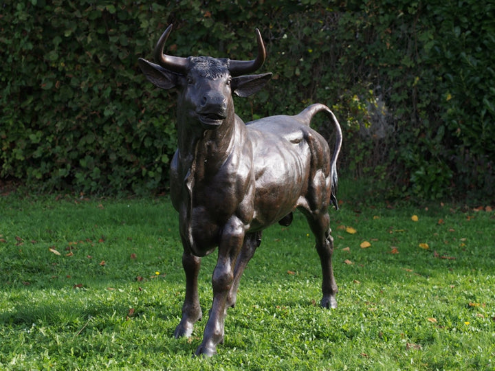 Lifesize bronze sculpture of a standing bull