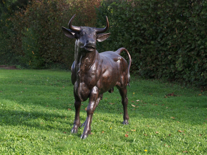 Lifesize bronze sculpture of a standing bull