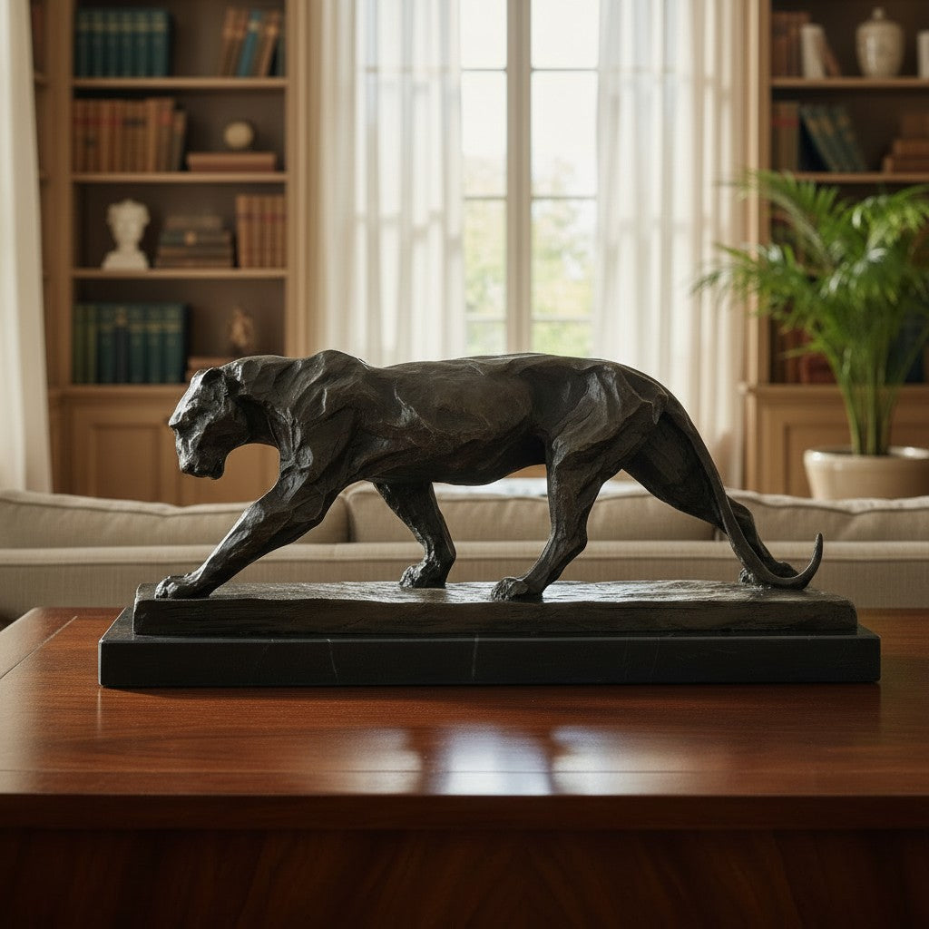 Bronze Panther Sculpture after Antoine-Louis Barye