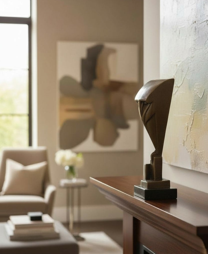 Escultura de búho de bronce inspirada en Chris van der Hoef