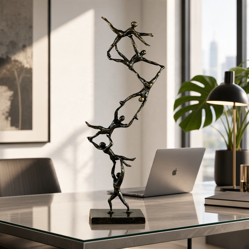 Bronzen sculptuur “Samen naar de top” van Ben Wouters 