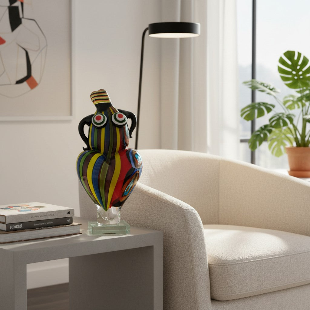 Murano Style Glass Sculpture of a Curved Female Figure