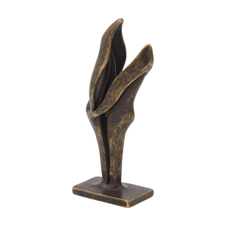 Abstract bronze sculpture of a couple embracing, symbolizing love and harmony in modern decor.