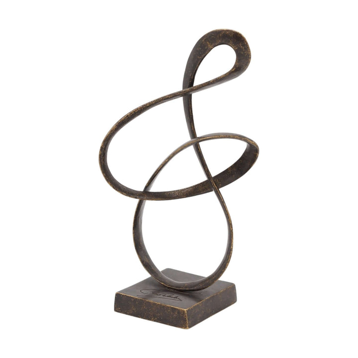 Abstract bronze sculpture symbolizing eternity with flowing loops, perfect for modern and minimalist interiors.