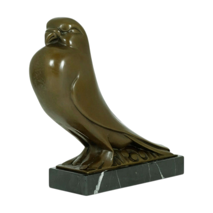 Bronze Art Deco pigeon sculpture on marble base, signed by Johan Coenraad Altorf, 29 x 27 cm, stunning art piece.