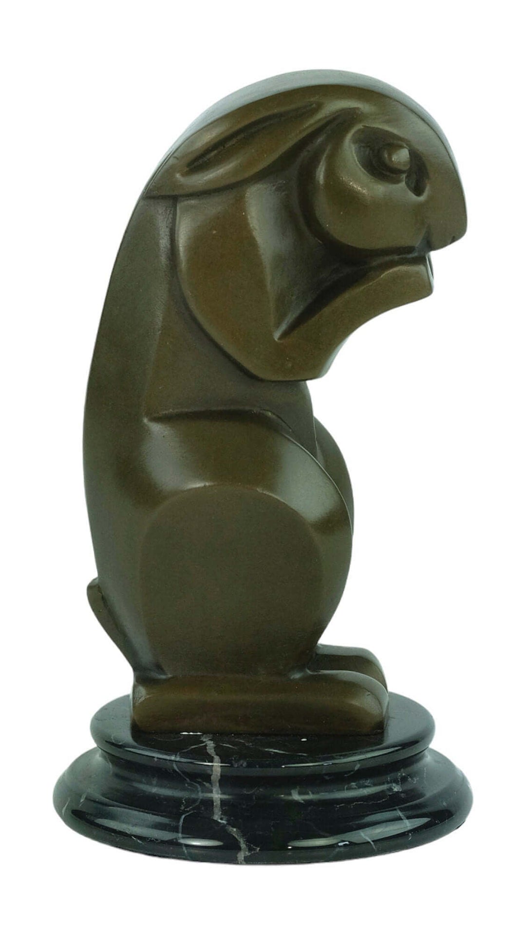Bronze Art Deco sculpture of a sitting hare on marble base, designed by André Bizette-Lindet, height 16 cm.