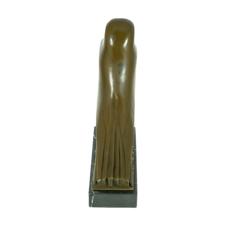 Bronze Art Deco sculpture of an English pouter pigeon on marble base, signed and stamped, 29 x 27 cm.