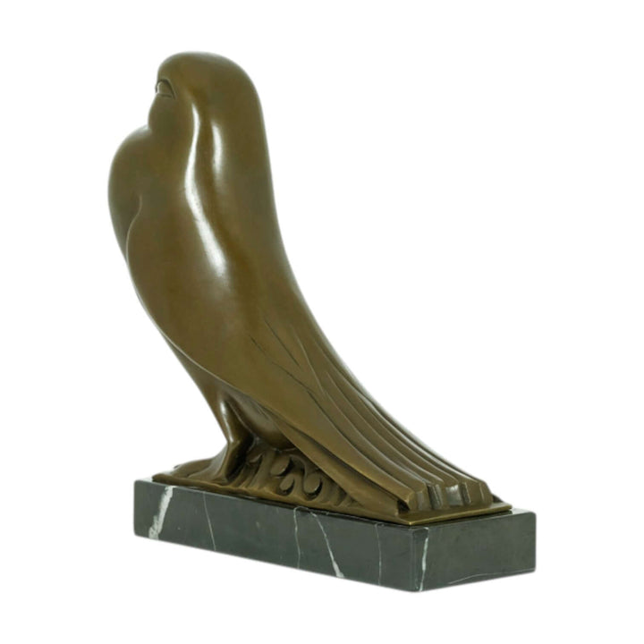 Art Deco bronze sculpture of an English pouter pigeon on marble base, designed by Johan Coenraad Altorf.