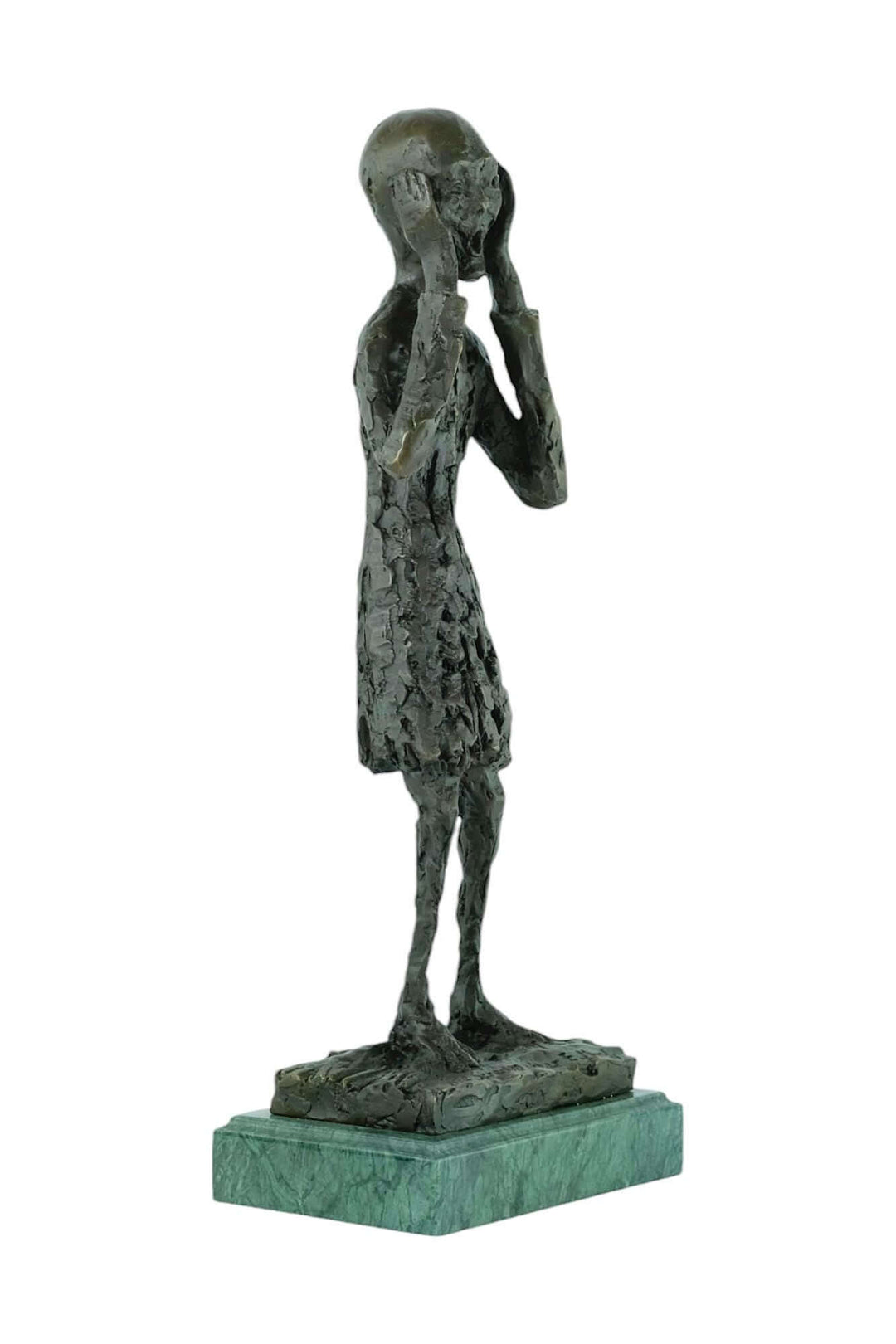 Bronze sculpture of The Scream, inspired by Edvard Munch's iconic 1893 painting, capturing intense emotion.
