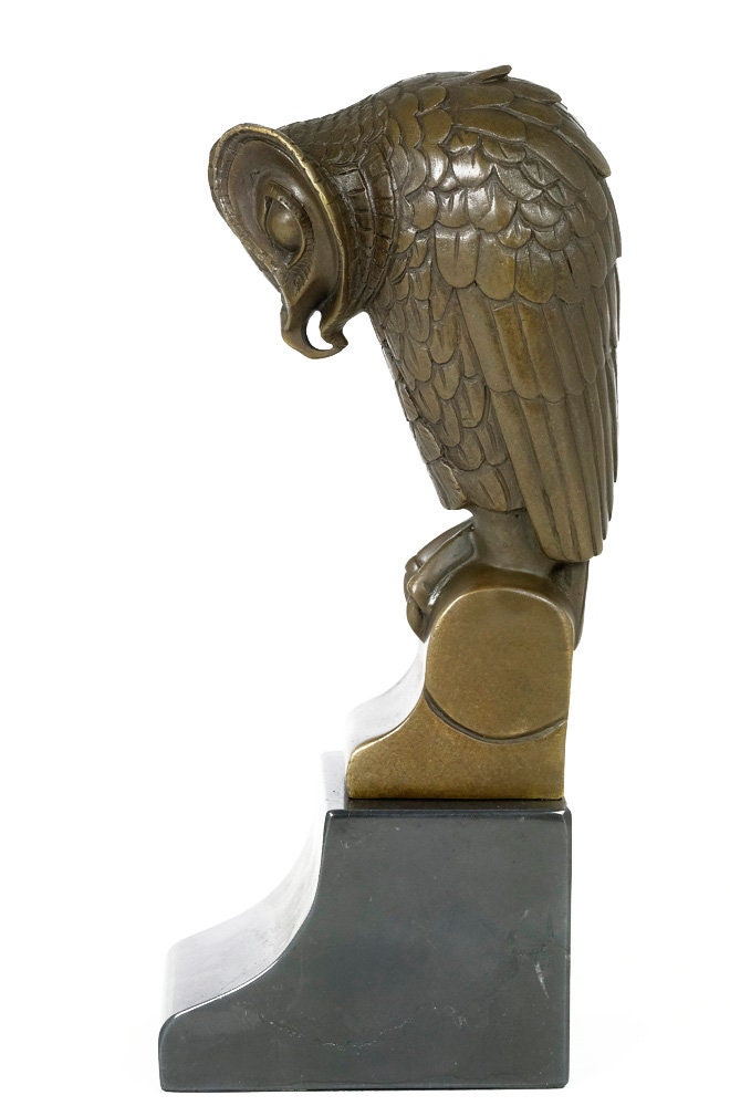 Bronze Owl Sculpture in Art Deco Style Bronze Owl Statue Animal Art Figurine Medes Da Costa Sculpture Owl Lovers Gift Bird Figurine Art