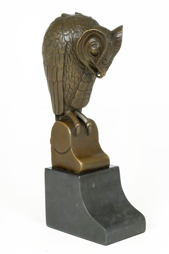 Bronze Owl Sculpture in Art Deco Style Bronze Owl Statue Animal Art Figurine Medes Da Costa Sculpture Owl Lovers Gift Bird Figurine Art