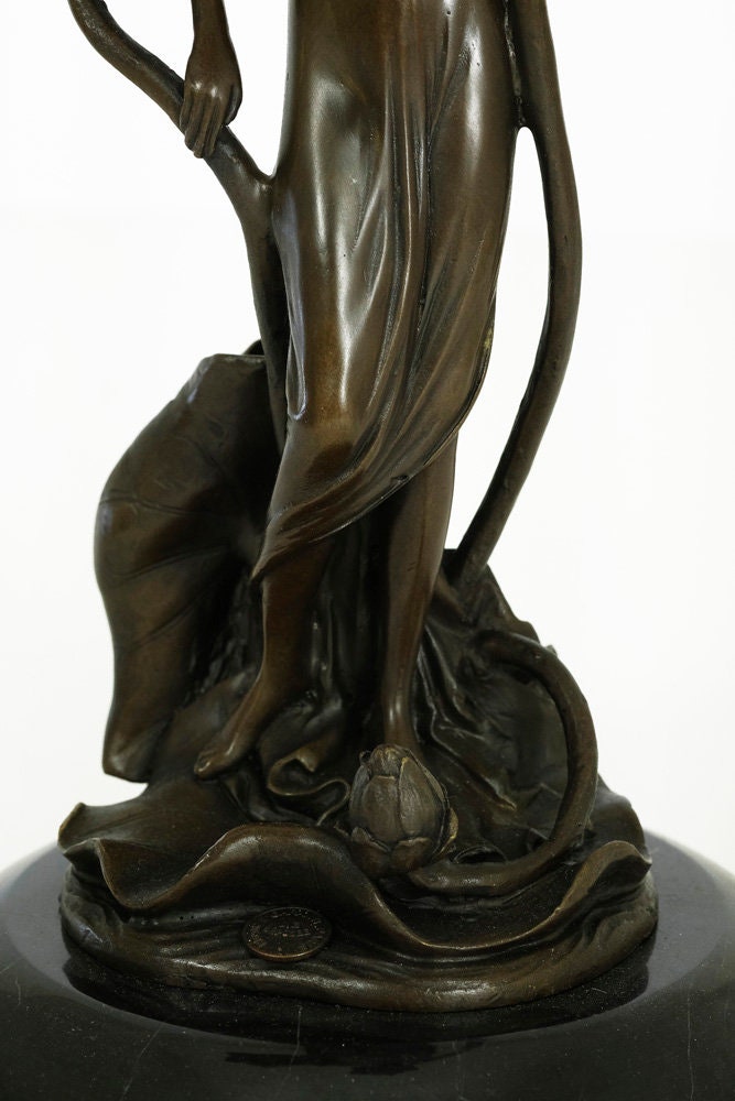 Art Nouveau Style Bronze Candleholder with Female and Florale Decoration - Candelabra - Candle Stick Holder - Candle Holder - Home Deco