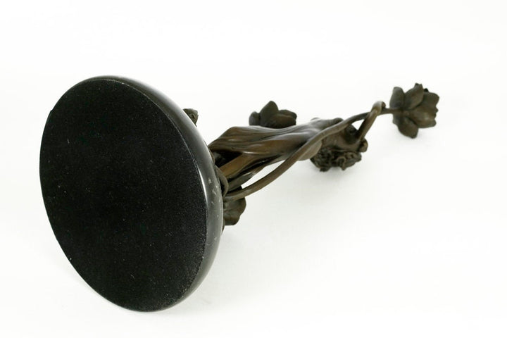 Art Nouveau Style Bronze Candleholder with Female and Florale Decoration - Candelabra - Candle Stick Holder - Candle Holder - Home Deco