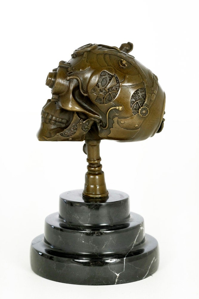 Bronze Skull Sculpture Steampunk Decoration Bronze Skull Statue Steampunk Art Steampunk Lovers Gift Skull Figurine Skull Gift Art Statue