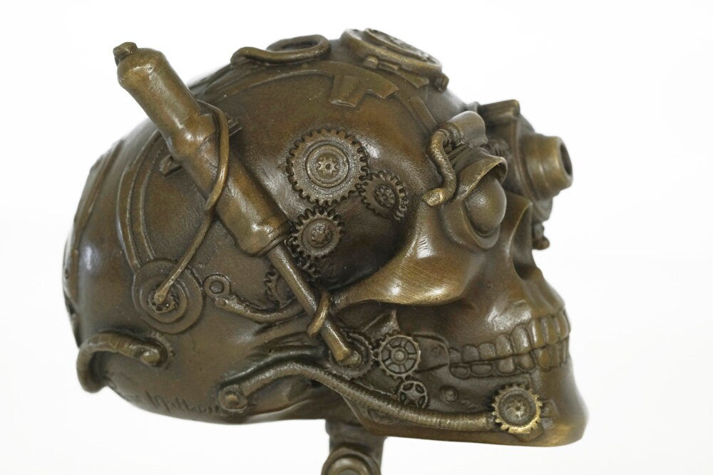 Bronze Skull Sculpture Steampunk Decoration Bronze Skull Statue Steampunk Art Steampunk Lovers Gift Skull Figurine Skull Gift Art Statue