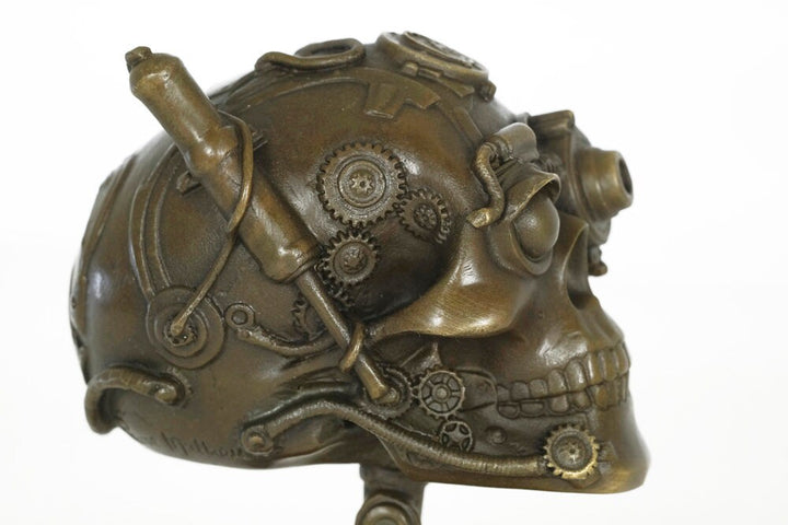 Bronze Skull Sculpture Steampunk Decoration Bronze Skull Statue Steampunk Art Steampunk Lovers Gift Skull Figurine Skull Gift Art Statue