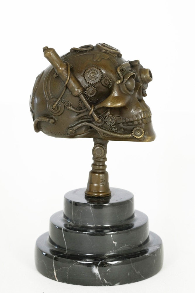 Bronze Skull Sculpture Steampunk Decoration Bronze Skull Statue Steampunk Art Steampunk Lovers Gift Skull Figurine Skull Gift Art Statue