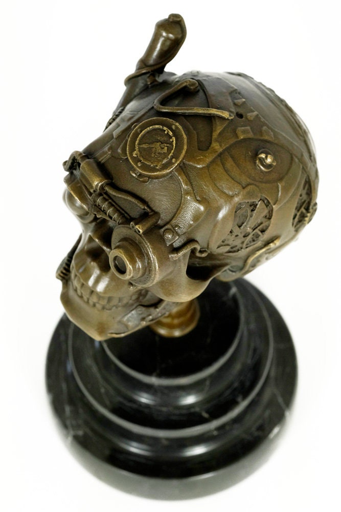 Bronze Skull Sculpture Steampunk Decoration Bronze Skull Statue Steampunk Art Steampunk Lovers Gift Skull Figurine Skull Gift Art Statue