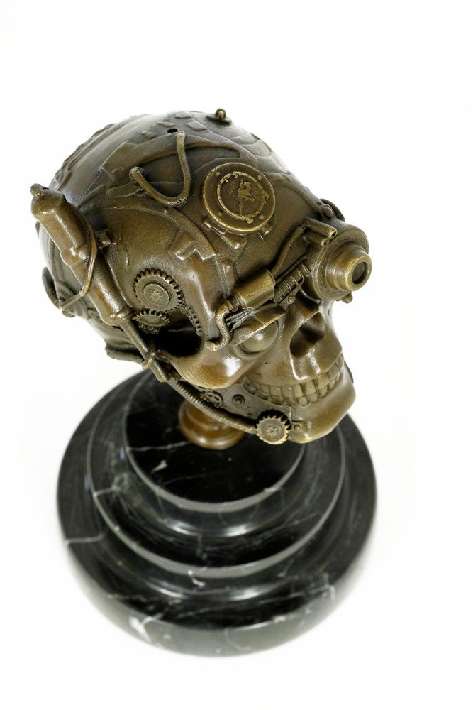Bronze Skull Sculpture Steampunk Decoration Bronze Skull Statue Steampunk Art Steampunk Lovers Gift Skull Figurine Skull Gift Art Statue