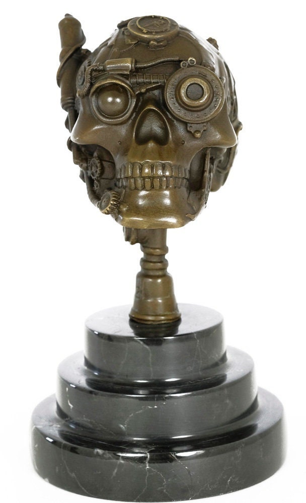Bronze Skull Sculpture Steampunk Decoration Bronze Skull Statue Steampunk Art Steampunk Lovers Gift Skull Figurine Skull Gift Art Statue