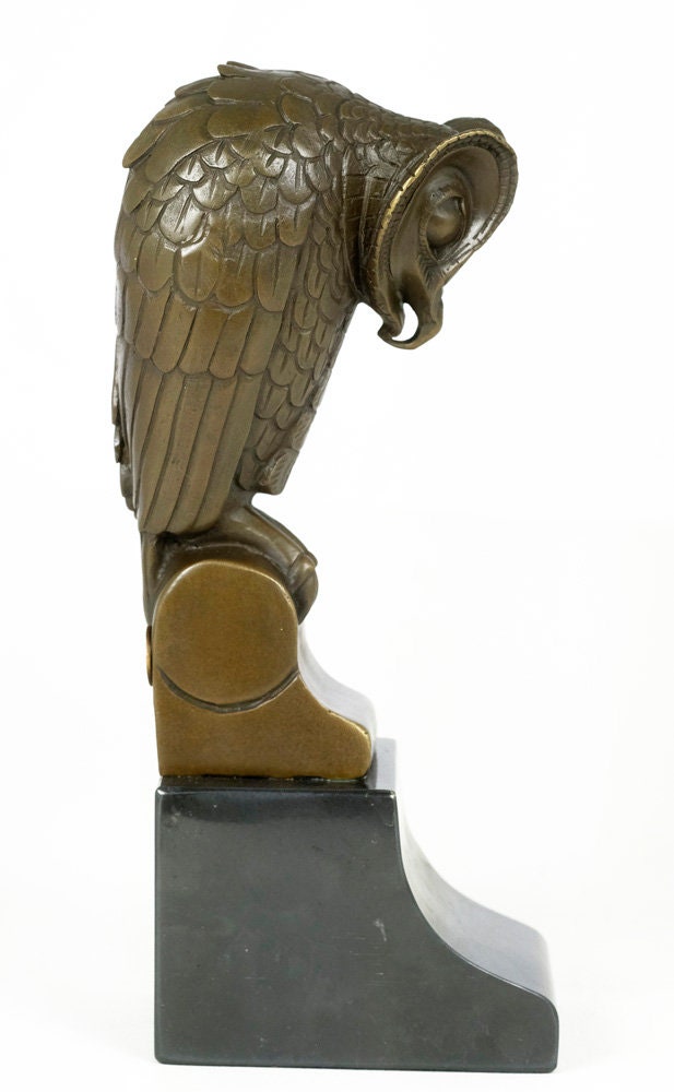 Bronze Owl Sculpture in Art Deco Style Bronze Owl Statue Animal Art Figurine Medes Da Costa Sculpture Owl Lovers Gift Bird Figurine Art